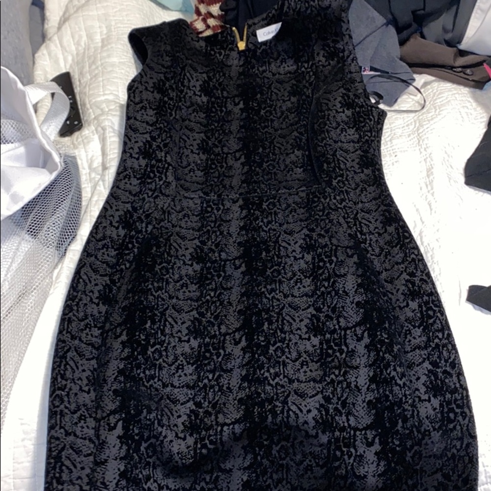 Calvin Klein black snake skin dress